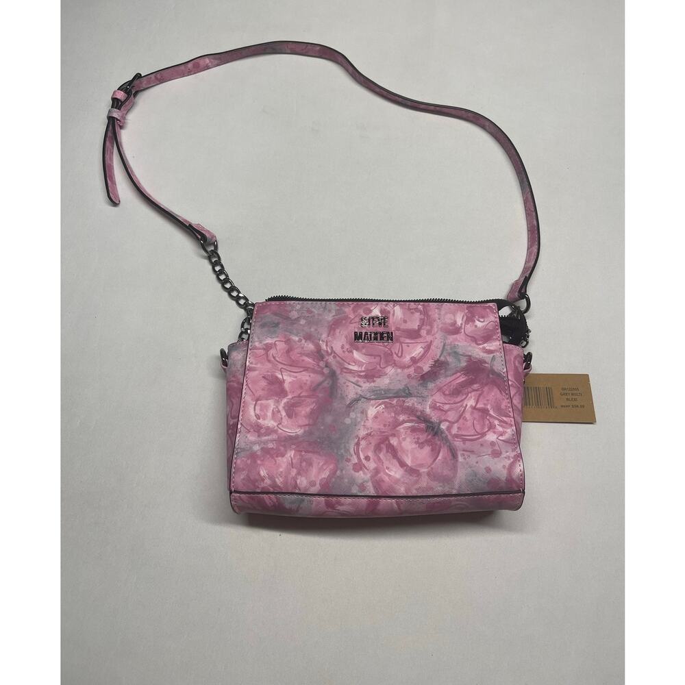 Steve Madden "Blexi" Crossbody bag in Pink and Gray Floral Abstract NWT